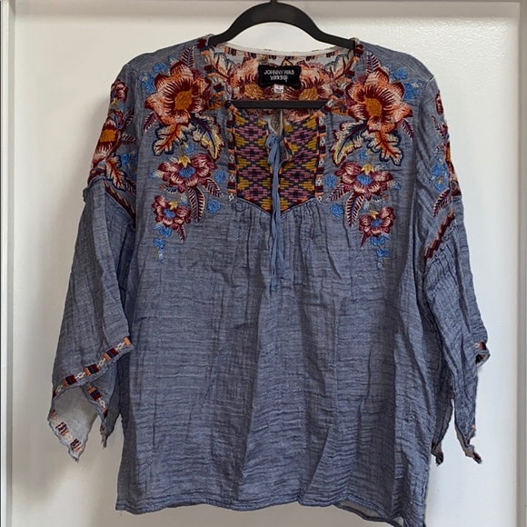 Johnny Was Caila ruffle boho blouse, size large - Picture 4 of 7
